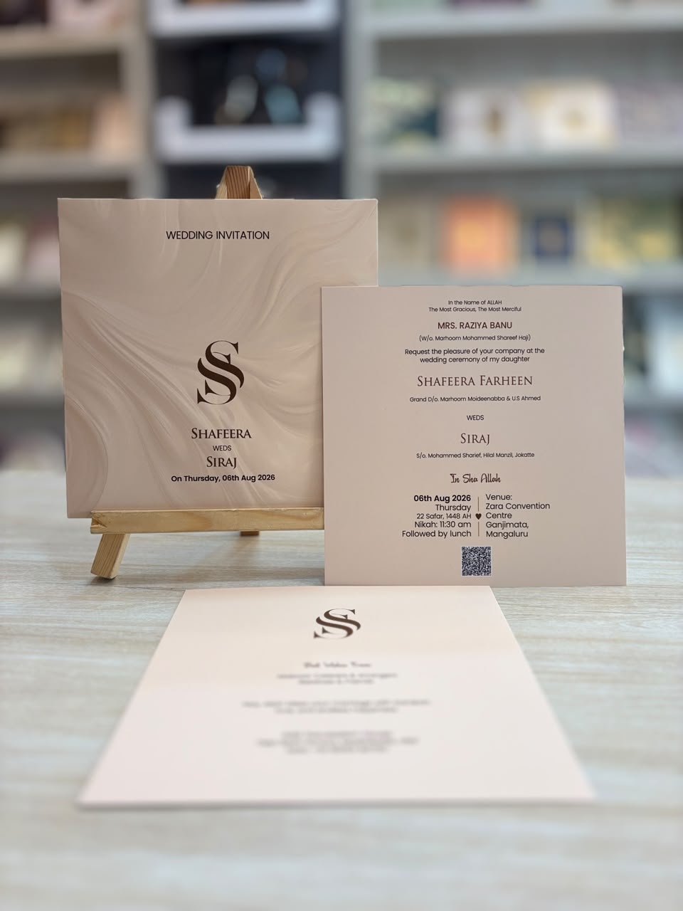 Minimalist Monogram Wedding Invitation Set