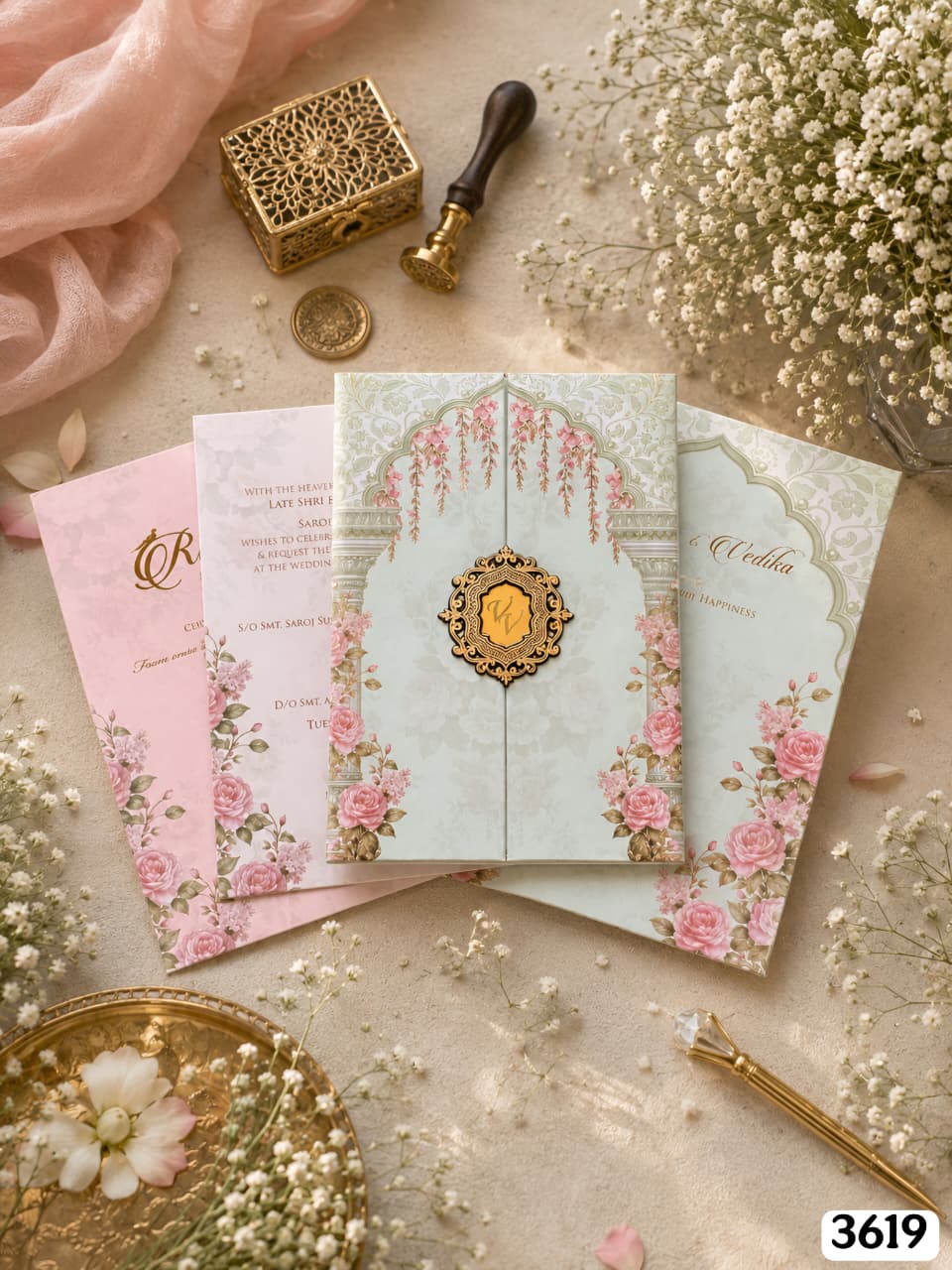 Floral Gatefold Indian Wedding Invitation Suite