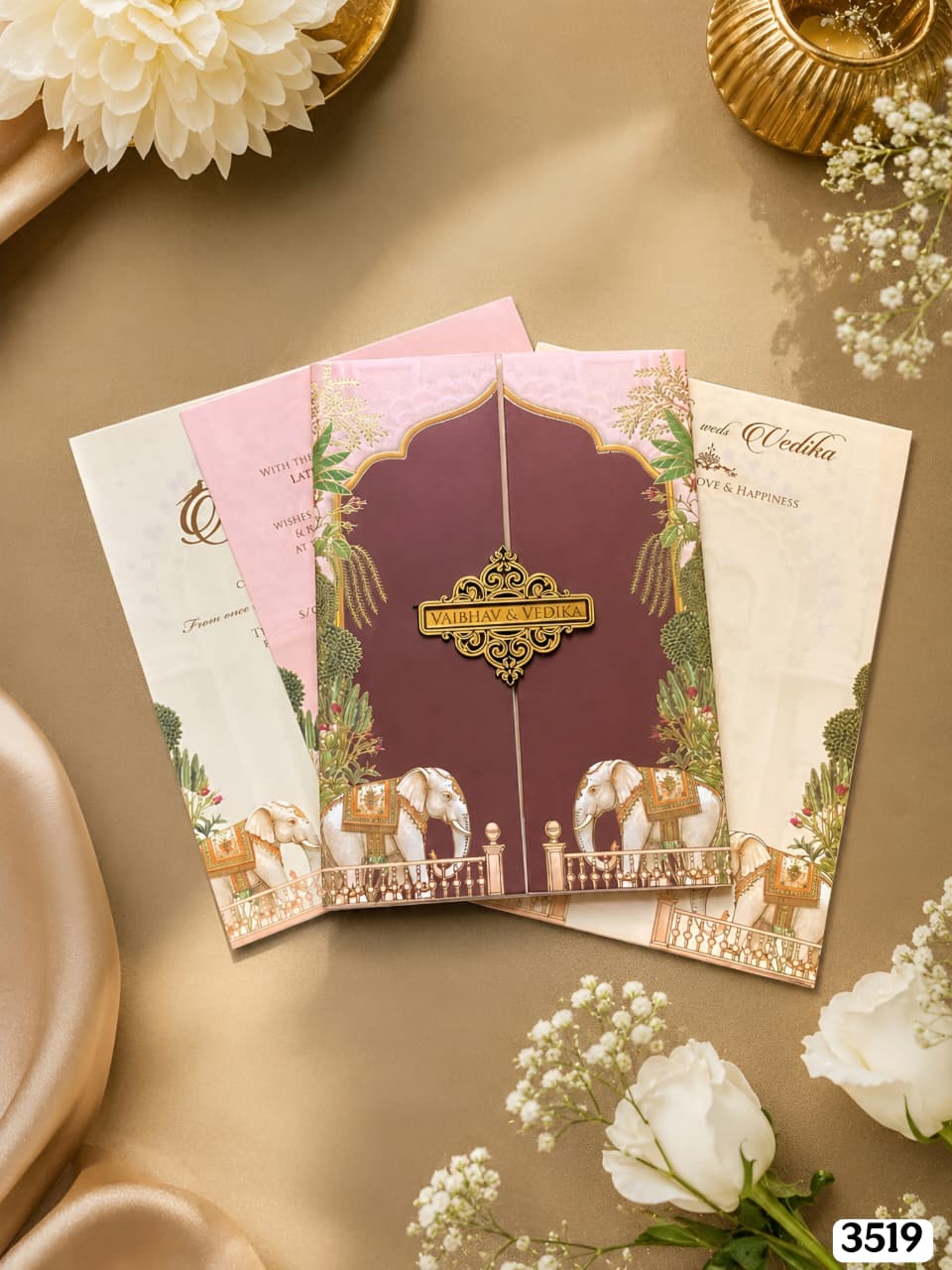 Royal Elephant Procession Gatefold Wedding Suite