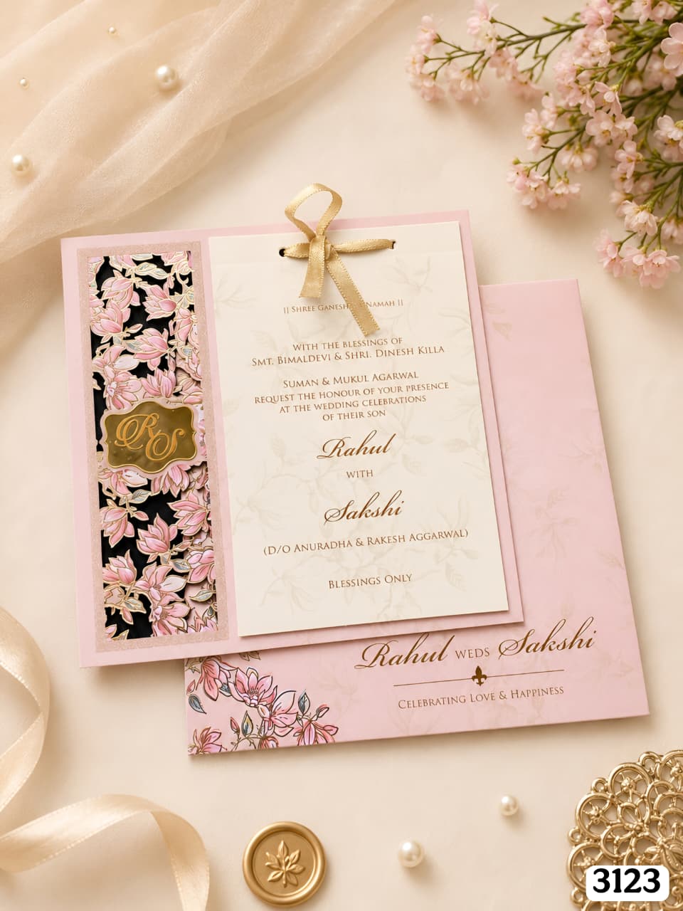 Pink Floral Laser-Cut Ribbon Suite