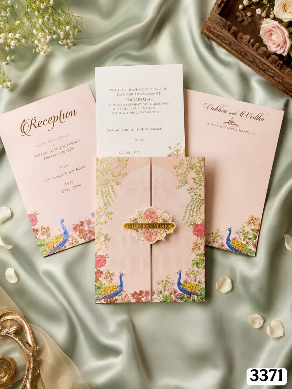 Peacock Gatefold Blush Pink Suite