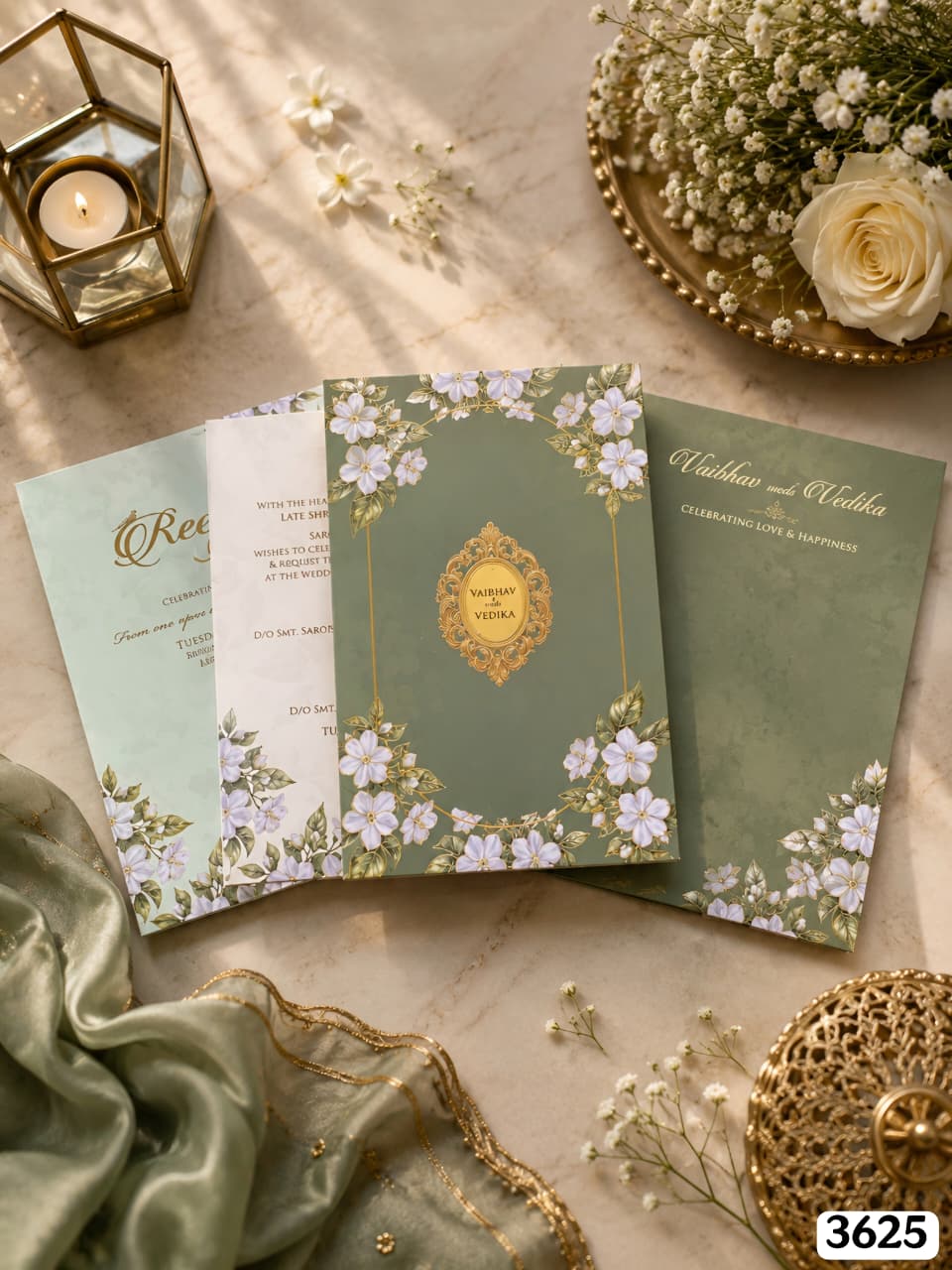 VF3625 Olive Floral Emblem Card Suite