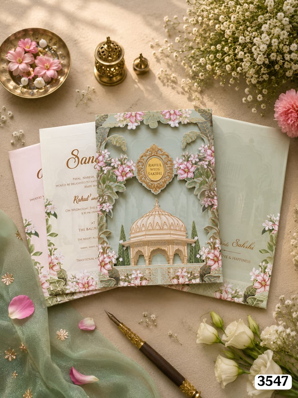 VF3547  Pastel Sage Pavilion Die-Cut Floral Suite
