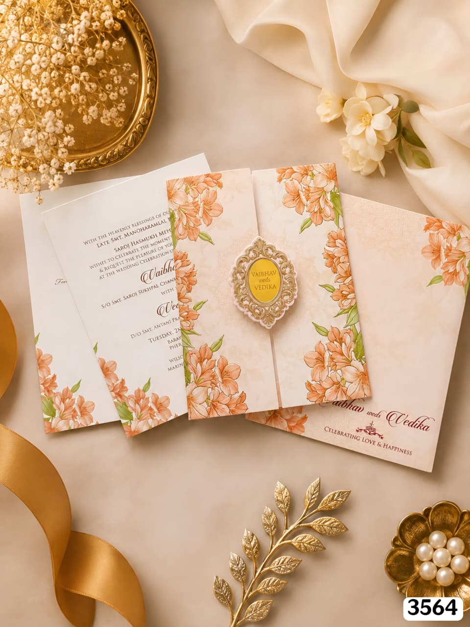 VF3564 Peach Floral Gatefold Suite