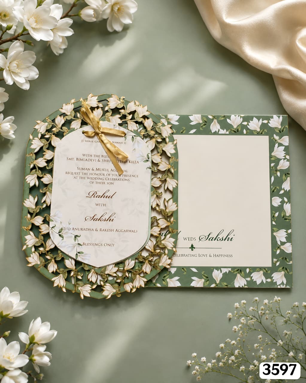 VF3597 Sage Green Floral Oval Cutout Suite