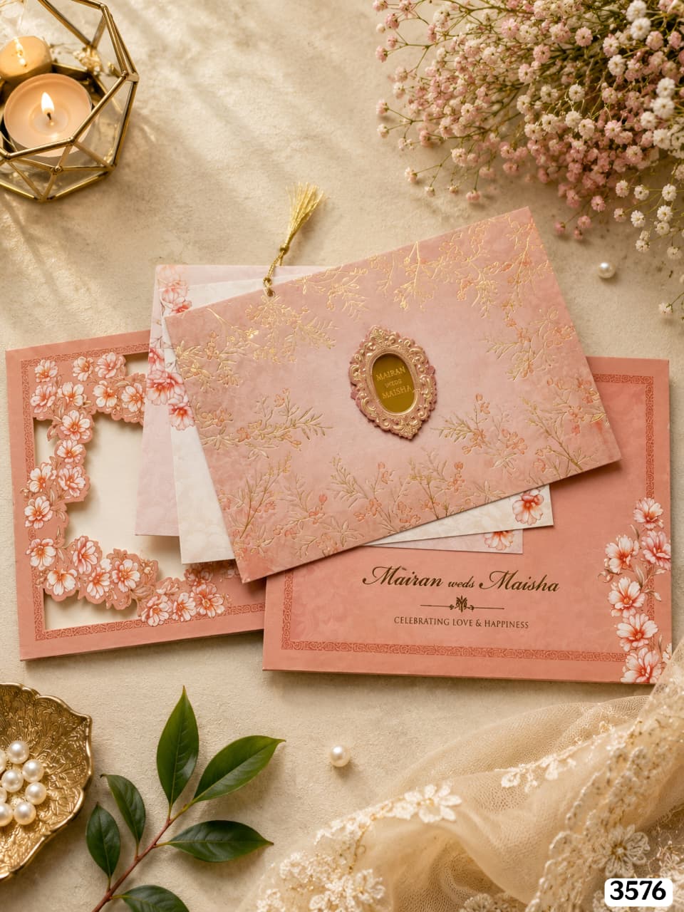 VF3576 Dusty Rose Floral Laser-Cut Arch Suite