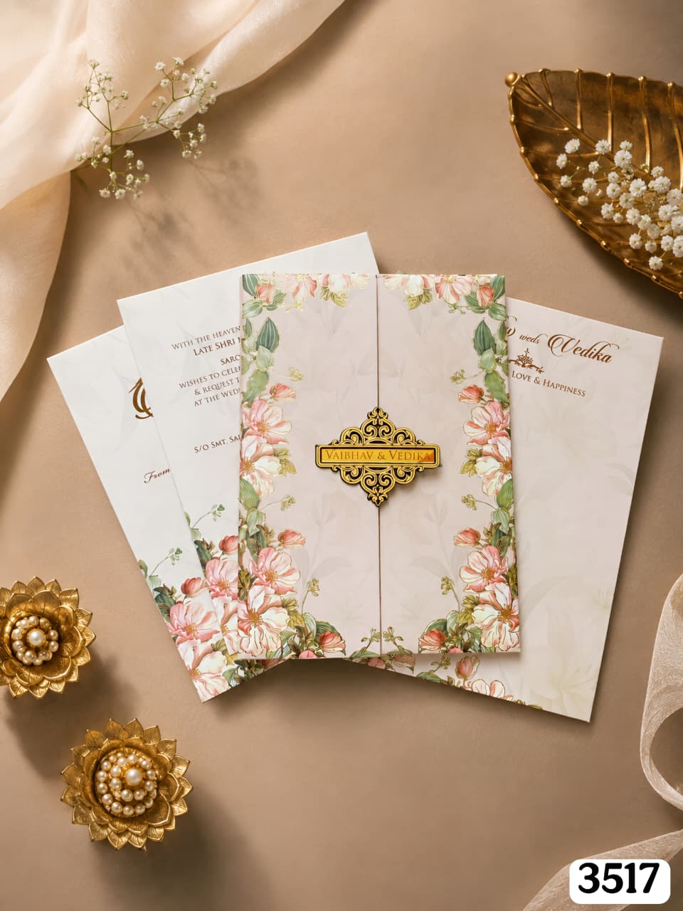 VF3517 Pastel Pink Floral Gatefold Suite