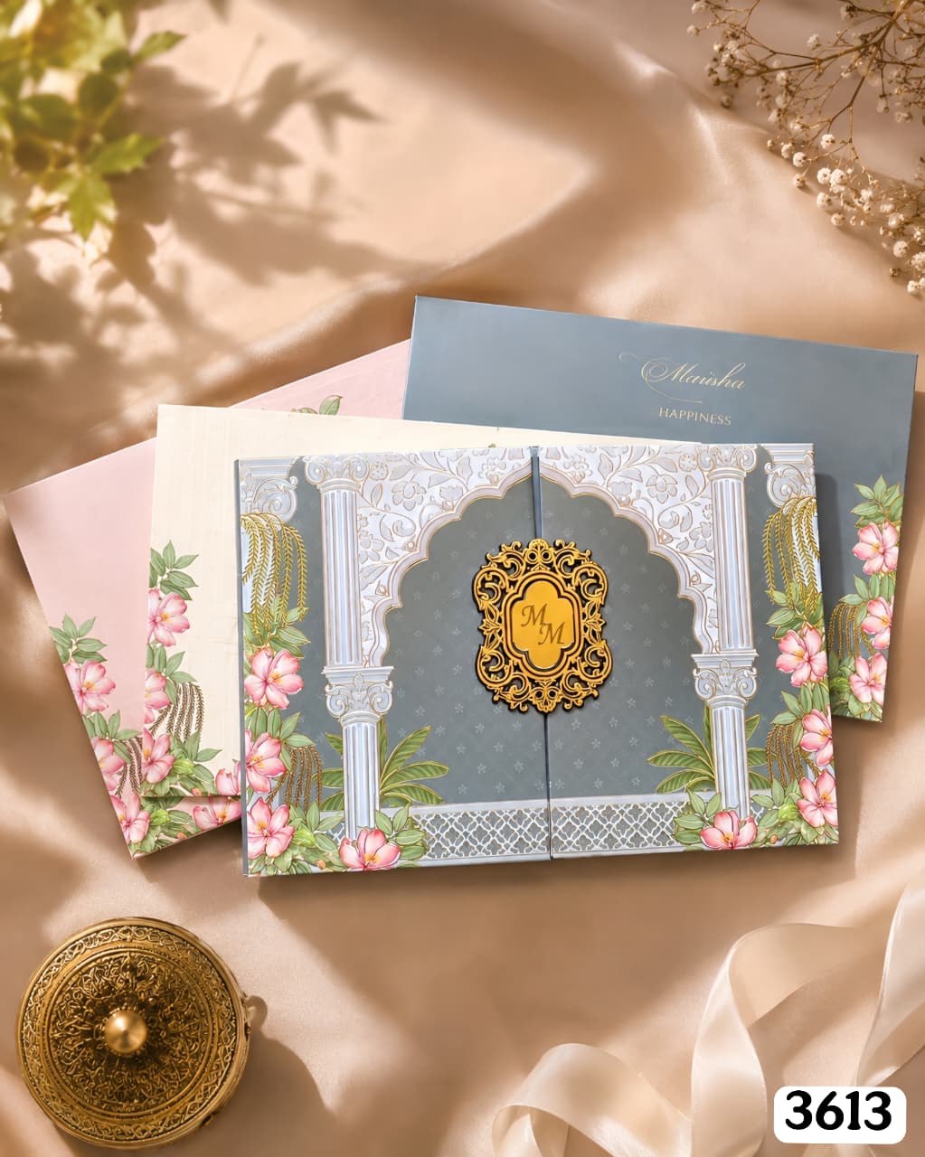 VF3613 Slate Blue Archway Floral Gatefold Suite